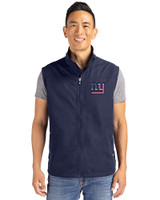 New York Giants Americana Cutter & Buck Charter Eco Full-Zip Mens Big & Tall Vest Navy Blue Front
