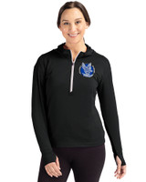 Air Force Falcons College Vault Cutter & Buck Daybreak Eco Recycled Womens Half Zip Hoodie Black Front