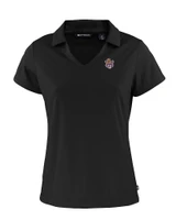 LSU Tigers College Vault Cutter & Buck Daybreak Recycled Womens V-Neck Polo Black Mannequin