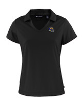 Los Angeles Rams NFL Helmet Cutter & Buck Daybreak Eco Recycled Womens V-neck Polo Black Mannequin