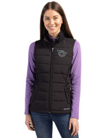Cincinnati Bearcats College Vault Cutter & Buck Evoke Hybrid Softshell Recycled Womens Full Zip Vest Black Front