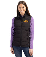 LSU Tigers Alumni Cutter & Buck Evoke Hybrid Softshell Recycled Womens Full Zip Vest Black Front