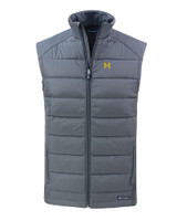 Michigan Wolverines College Vault Cutter & Buck Evoke Hybrid Eco Softshell Recycled Mens Full Zip Vest EG_MANN_HG 1