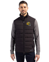Green Bay Packers NFL Helmet Cutter & Buck Evoke Hybrid Softshell Recycled Mens Full Zip Vest Black Front
