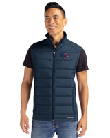 Jacksonville Jaguars Americana Cutter & Buck Evoke Hybrid Softshell Recycled Mens Full Zip Vest Navy Blue Front