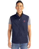 Tampa Bay Buccaneers Americana Cutter & Buck Charter Eco Recycled Mens Full-Zip Vest Navy Blue Front