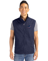 Miami Dolphins Americana Cutter & Buck Charter Eco Recycled Mens Full-Zip Vest Navy Blue Front
