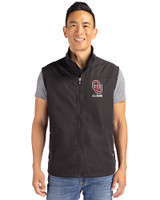 Oklahoma Sooners Alumni (Patterns BL&EG) Cutter & Buck Charter Eco Recycled Mens Full-Zip Vest Black Front