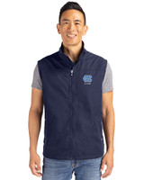 North Carolina Tar Heels Alumni Cutter & Buck Charter Eco Recycled Mens Full-Zip Vest Navy Blue Front