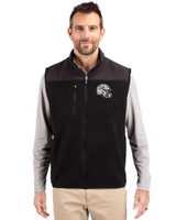 Miami Dolphins NFL Helmet Cutter & Buck Cascade Eco Fleece Mens Vest Black Front