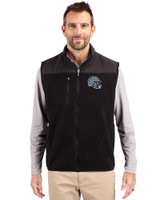 Detroit Lions NFL Helmet Cutter & Buck Cascade Eco Fleece Mens Vest Black Front