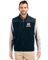 Green Bay Packers Americana Cutter & Buck Cascade Eco Fleece Mens Vest Navy Blue Front