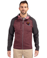 Washington Commanders NFL Helmet Cutter & Buck Mainsail Full Zip Hooded Mens Jacket Bordeaux Heather/Charcoal Heather Front