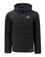 Bryant University Bulldogs Cutter & Buck Evoke Hybrid Softshell Recycled Full Zip Mens Hooded Jacket BL_MANN_HG 