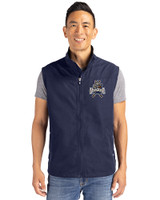 Utah State Aggies College Vault Cutter & Buck Charter Eco Recycled Mens Full-Zip Vest Navy Blue Front
