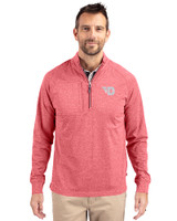 Dayton Flyers Cutter & Buck Adapt Eco Knit Heather Mens Big & Tall Quarter Zip Pullover Cardinal Red Heather Front