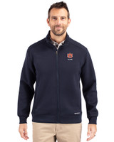 Auburn Tigers Alumni Cutter & Buck Roam Eco Recycled Full Zip Mens Big & Tall Jacket Navy Blue Front