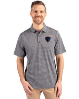 DePaul Blue Demons Cutter & Buck Forge Eco Heather Stripe Stretch Recycled Mens Big & Tall Polo Black Heather Front