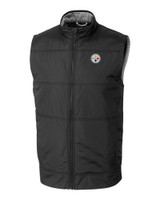 Black; Pittsburgh Steelers Stealth Full Zip Windbreaker Vest For Men