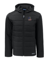 Delaware Fightin' Blue Hens College Vault Cutter & Buck Evoke Hybrid Eco Softshell Recycled Full Zip Mens Big & Tall Hooded Jacket BL_MANN_HG 