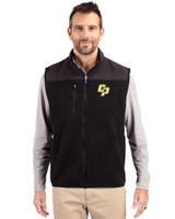 Cal Poly Mustangs Cutter & Buck Cascade Eco Sherpa Mens Big and Tall Fleece Vest Black Front