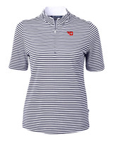 Dayton Flyers Cutter & Buck Virtue Eco Pique Stripe Recycled Womens Top NVBU_MANN_HG 