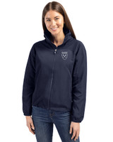 Emory Eagles Cutter & Buck Charter Eco Recycled Womens Full-Zip Jacket Navy Blue Front