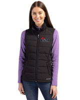 Central Missouri Mules Cutter & Buck Evoke Hybrid Softshell Recycled Womens Full Zip Vest Black Front