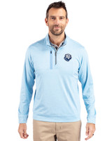 The Citadel Bulldogs Cutter & Buck Stealth Heathered Quarter Zip Mens Pullover Atlas Light Blue Front