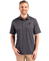 Colorado Buffaloes Cutter & Buck Pike Banner Print Stretch Mens Polo Black Front