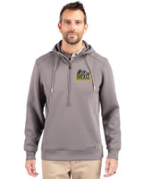 Drexel Dragons Cutter & Buck Roam Epic Versatility Half Zip Recycled Mens Hooded Pullover Elemental Grey Front
