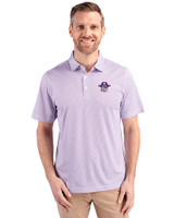 East Carolina (ECU) Pirates College Vault Cutter & Buck Pike Eco Symmetry Print Stretch Recycled Mens Polo White/College Purple Front