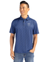 Emory Eagles Cutter & Buck Pike Eco Pebble Print Stretch Recycled Mens Polo Navy Blue Front