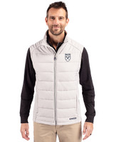 Emory Eagles Cutter & Buck Evoke Hybrid Softshell Recycled Mens Full Zip Vest CONCRETE Front