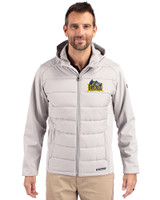 Drexel Dragons Cutter & Buck Evoke Recycled Honeycomb Fleece Mens Hybrid Full Zip Jacket CONCRETE Front