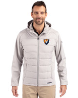 Illinois Fighting Illini College Vault Cutter & Buck Evoke Hybrid Softshell Recycled Full Zip Mens Hooded Jacket CONCRETE Front
