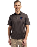 DePaul Blue Demons Cutter & Buck Virtue Eco Pique Micro Stripe Recycled Mens Big & Tall Polo Black/Elemental Grey Front
