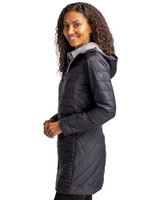 Florida State Seminoles Cutter & Buck Rainier PrimaLoft®  Womens Eco Insulated Hooded Long Coat Black Side