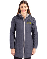 Drexel Dragons Cutter & Buck Rainier PrimaLoft®  Womens Eco Insulated Hooded Long Coat Anthracite Melange Front