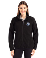 The Citadel Bulldogs Cutter & Buck Cascade Eco Fleece Womens Full Zip Jacket Black Front