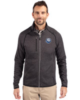 The Citadel Bulldogs Cutter & Buck Mainsail Sweater-Knit Mens Full Zip Jacket Charcoal Heather Front