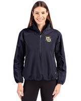 Marquette Golden Eagles Cutter & Buck Charter Eco Recycled Womens Anorak Jacket Navy Blue Front