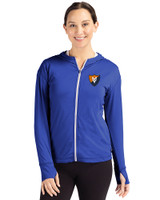 Illinois Fighting Illini College Vault Cutter & Buck Daybreak Eco Recycled Womens Full Zip Hoodie Tour Blue Front