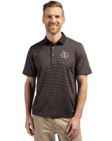 Texas Southern Tigers Cutter & Buck Virtue Eco Pique Micro Stripe Recycled Mens Big & Tall Polo Black/Elemental Grey Front