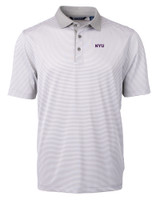 NYU Violets Cutter & Buck Virtue Eco Pique Micro Stripe Recycled Mens Big & Tall Polo POLWH_MANN_HG 1