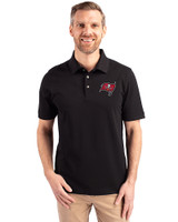 Tampa Bay Buccaneers Cutter & Buck Advantage Eco Tri-Blend Pique Mens Polo Black Front