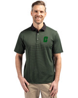 Charlotte 49ers Cutter & Buck Virtue Eco Pique Micro Stripe Recycled Mens Polo Hunter/Black Front