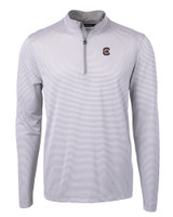 South Carolina Gamecocks Cutter & Buck Virtue Eco Pique Micro Stripe Recycled Mens Quarter Zip POLWH_MANN_HG 1