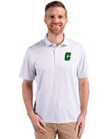 Charlotte 49ers Cutter & Buck Pike Eco Symmetry Print Stretch Recycled Mens Polo White/Polished Front