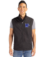 Memphis Tigers Cutter & Buck Charter Eco Recycled Mens Full-Zip Vest Black Front